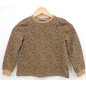 Crewcuts Girls' Cozy Fleece Puff-Sleeve Pullover Animal Print Size S Retro - Picture 1 of 5