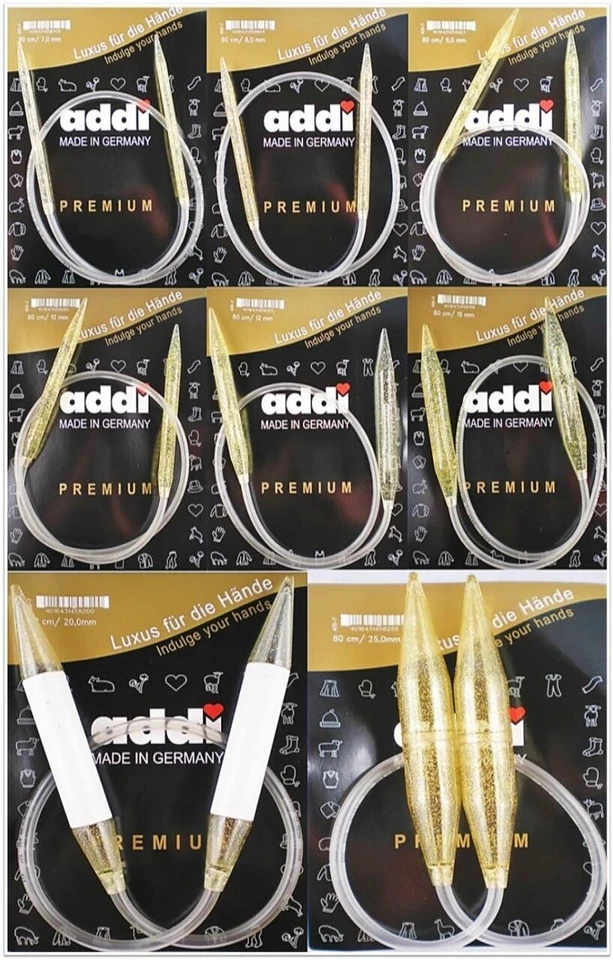 Addi Champagner Rundstricknadeln 80cm versch. Stärken Kunststoff Gold-Glitter - Bild 1 von 1