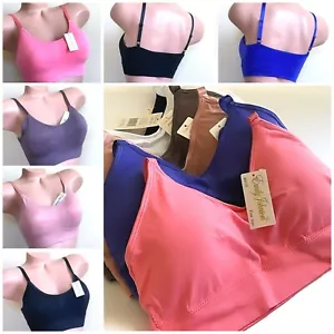 Sports Bra Seamless 3 or 6 padded Wireless Top Active Wear Yoga Gym Sleep S-2X 7 - Picture 1 of 12