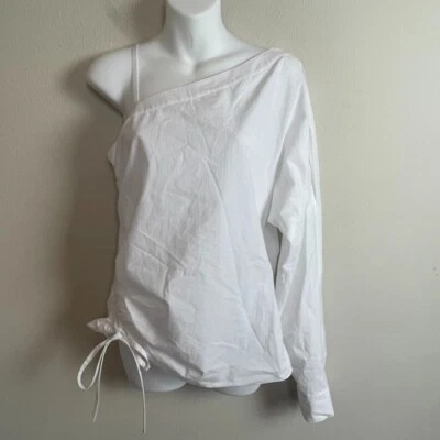 T Alexander Wang One Shoulder White Ruched Top Sz 4 Coquette Cottagecore - Image 1 of 4