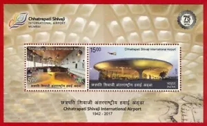 India 2017 Chhatrapati Shivaji Intl Airport Aviation airplane Minisheet MNH - Imagen 1 de 3
