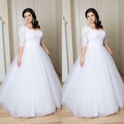 Summer Wedding Dresses Elegant Half Sleeves Classic White Ivory Bridal Gowns - Image 1 of 4