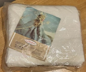 Vtg Chatham Royal Aire Cream Thermal Blanket Polyester 72 x 90" NIP Satin Edge - Picture 1 of 5