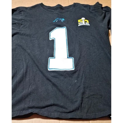 Majestic Superbowl 50 NFL Carolina Panthers Cal Newton Womens Medium Black - Image 1 of 4