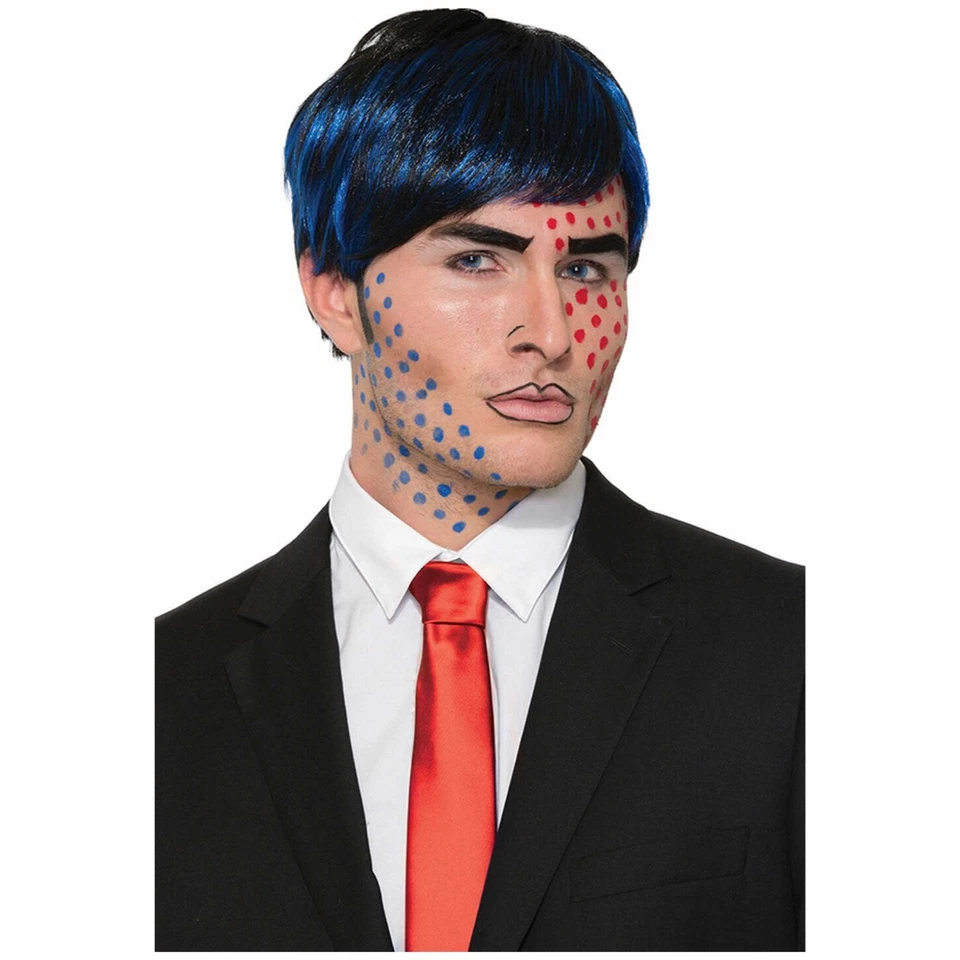 Bobby Boom Pop Art Comic Cartoon Blue 50s Adult Mens Costume Wig - Image 1 of 1