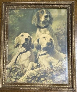 Antique Zula Kenyon Framed The Sportsman’s Pride Art Print 13” X 11” Hunt Dogs - Picture 1 of 8
