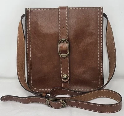 Cartera bandolera Patricia Nash Venezia Smooth Heritage marrón montura Foto 1 de 4