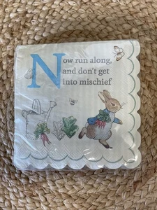 Meri Meri Beatrix Potter Peter Rabbit Happy Easter 32 Napkin Set 10"X10" Square - Picture 1 of 3