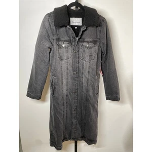 JUICY COUTURE Denim Longline Trucker Cotton Jacket Small Black Long Sleeve NEW - Picture 1 of 10