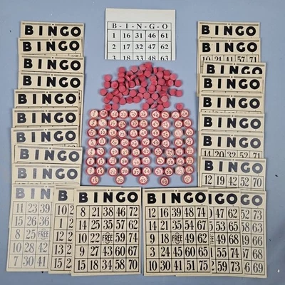 Milton Bradley Family Bingo Game Vtg MB 4127 Wooden Pieces Markers - Image 1 of 4
