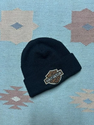 Vintage Harley Davidson knit beanie winter hat embroidered logo acrylic - Image 1 of 4
