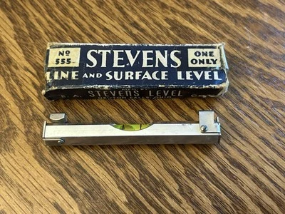 Antique Sands Stevens Pocket Level Line & Surface Tool 3" Working Bubble W Box - Image 1 of 4