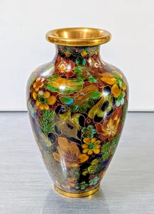 Small Vintage Cloisonne Floral Bud Vase, 5" - Picture 1 of 7