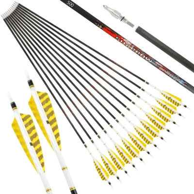 31" Pure Carbon Arrows SP250-600 Shaft 5" Feather Archery Recurve Compound Bow - Image 1 of 4