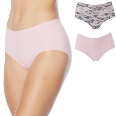 Paquete de 2 calzoncillos Rhonda Shear para mujer de cuerpo suave rosa polvoriento/rosa camuflaje talla mediana Foto 1 de 4