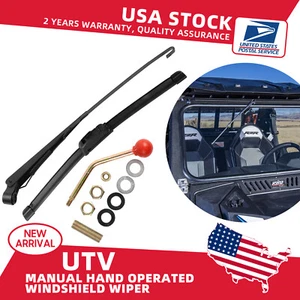 Universal Manual Hand Windshield Wiper Set for UTV ATV Polaris RZR 900 1000 - Picture 1 of 15