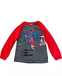 Spiderman T-Shirt Kids Christmas Amazing Sizes M (8) Long Sleeve Gray Red NEW - Picture 1 of 5