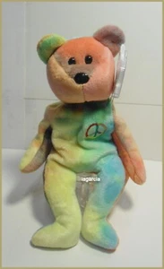 Ty Beanie Babies Indonesian Neon Peace Bear MWMT - Picture 1 of 4