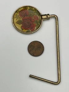 Vintage Rose Blumenmuster Emaille Cloisonne Handtasche Haken Halter Aufhänger - Bild 1 von 2