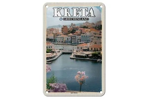 Blechschild 18 x 12 cm Reise Schild: Kreta Griechenland Agios Nilolaos - Picture 1 of 2