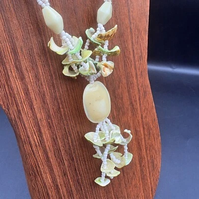 Collar Vintage Conchas Marinas Distintivo Collar Isla Tono Verde Joyería 15" Foto 1 de 4