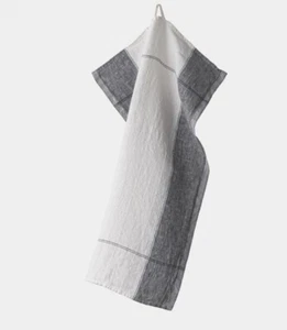 Lino E Lina Washed Linen Kitchen Towels (4) Natural Gray Blue - Picture 1 of 7