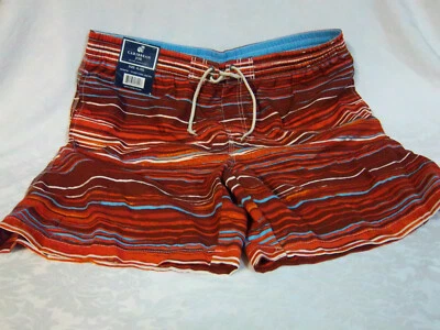 Caribbean Joe Island Suppy Co XL Coral Striped Men's Swim Trunk 7" Inseam - Image 1 of 3