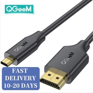 1.8m QGeeM Micro HDMI to HDMI Cable 3D 4K/60Hz Micro Mini HDMI Cable Adapter - Picture 1 of 7