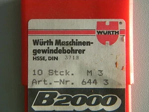 Maschinengewindebohrer, MGB, M  3 Durchgangsloch, DIN 371B,  HSS-E, Würth - Bild 1 von 4