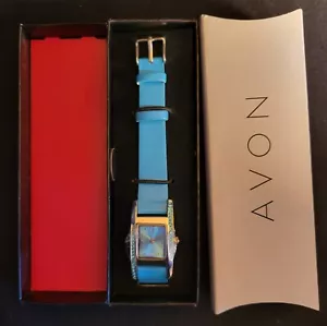 NEW Avon Rhinestone Birthstone Color Strap Watch - December (Blue Zircon Color) - Picture 1 of 6
