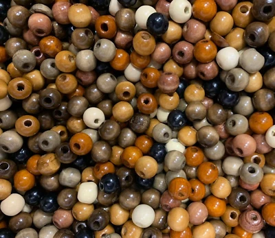 Brown Mixed 12mm Wood Craft Wooden Round Beads hole 2-3mm, W230 x 500 pcs - Image 1 of 2