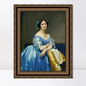 Framed Canvas Print Portrait Of The Princess Albert De Broglie,1853 by Ingres - Picture 1 of 16