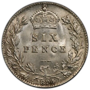 GREAT BRITAIN: 1894 Sixpence PCGS MS63 — KEY DATE, LOWEST MINTAGE YEAR OF SERIES - Picture 1 of 3