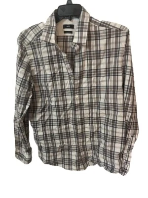 Camisa para hombre HUGO Boss talla XL marrón azul a cuadros ajuste regular cuello ligero Foto 1 de 3