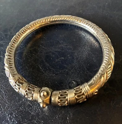 Braccialetto in argento indiano tribale etnico vintage del Rajasthan - Immagine 1 di 4