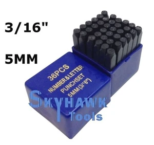 36 Stck. 5 mm 3/16 Zoll Buchstabe & Zahl Stahl Stempel Stanzformen Set mit Etui - Bild 1 von 3