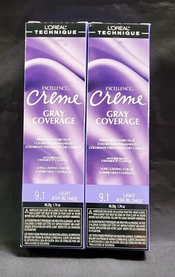 L'Oreal Excellence Gris Crema Cobertura 9.1 Rubio Ceniza Claro 1.74oz (Paquete de 2) Foto 1 de 2