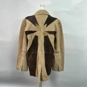 Giacca blazer in pelle scamosciata Free People Shooting Star. Beige. XL. - Foto 1 di 6