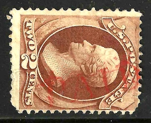 Sc #135 Grill Red PAID Fancy Cancel 2 Cent Jackson 1871 Banknote US 50B31 - Picture 1 of 4