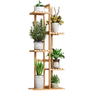 Bamboo Plant Stand for Indoor Outdoor Plants Corner Tall Plant Shelf 6 Potted... - Picture 1 of 8