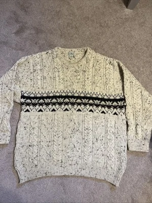 L.L. Suéter Pescador Bean 100% Lana Hecho en Irlanda. XL. Suéter más pesado voluminoso Foto 1 de 4