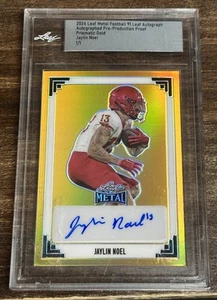 ‼️2024 LEAF METAL JAYLIN NOEL AUTO RC #1/1 Slab IOWA ST Houston Texans Gold - Picture 1 of 2