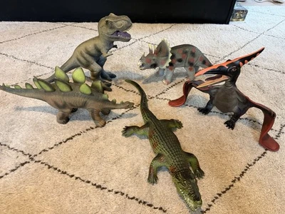T -Rex Dinosaur, PTERODACTYL,  Toys-R-Us, Large Soft Rubber Figure Toy Lot x5 - Image 1 of 4