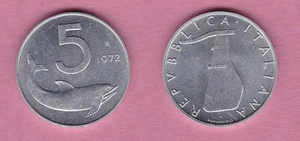 ITALIA 1972 Delfino, moneta £ 5 FDC Unc - Picture 1 of 1