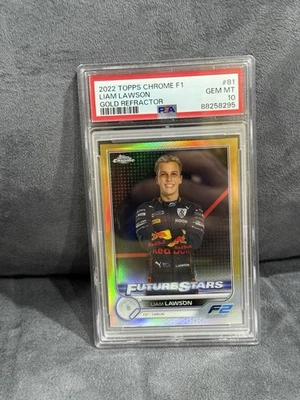 2022 Topps Chrome F1 #81 Liam Lawson Gold Refractor /50 Psa 10 - Image 1 of 3
