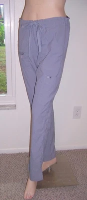 KATHY PETERSON KOI легкий светло-серый скрабы низы XS регулярный тонкий крой брюки - Изображение 1 из 4