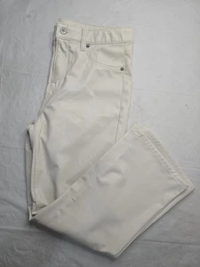 Pantaloni in ecopelle American Eagle avorio crema vita alta kick bootcut 8 corti nuovi con etichette - Foto 1 di 21