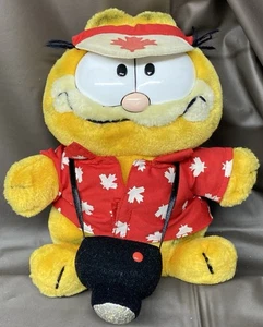Vintage Garfield Canada Tourist Plush Dakin 1981 Hawaiian Shirt And Camera 9" - Picture 1 of 12