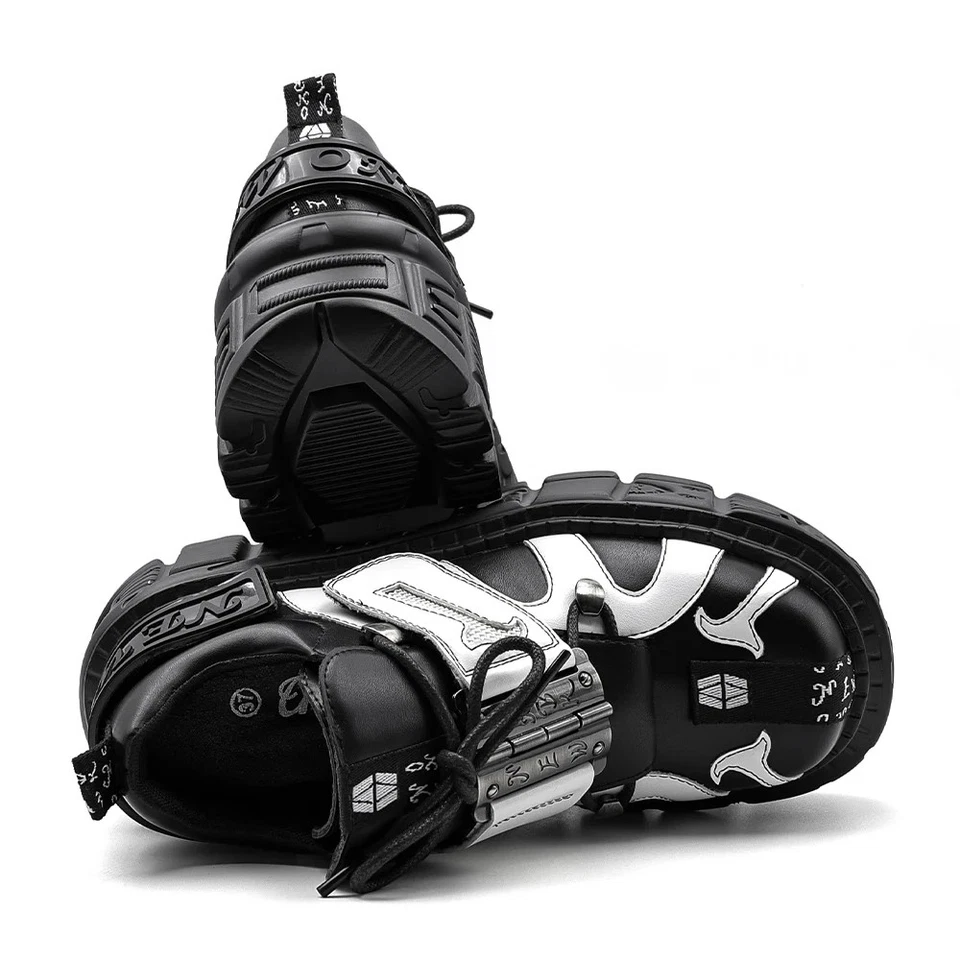 Woman Sneaker Heel Height Platform Punk Style Shoes Gothic Rock Boot Metal Decor - Image 1 of 4