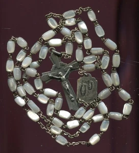 Rosario Madreperla Original Católico Vintage Tono Plata Crucifijo Lourdes - Imagen 1 de 4